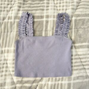 Ruffled Strap Purple Tank Top